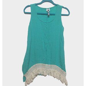 Rendezvous top sleeveless turquoise Size M Boho bohemian fringed MADE IN USA EUC
